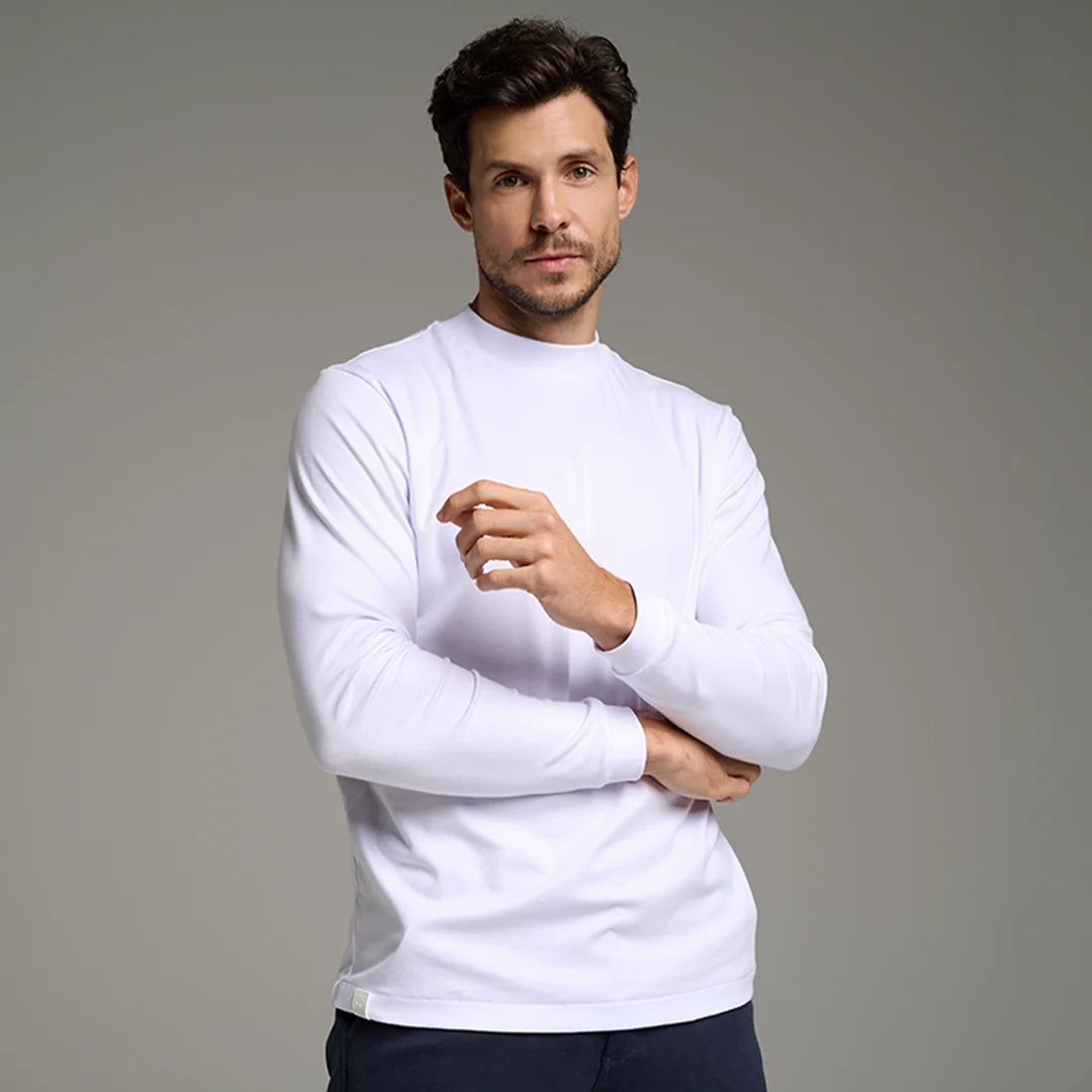 Pima High-Neck T-Shirt – Long Sleeve