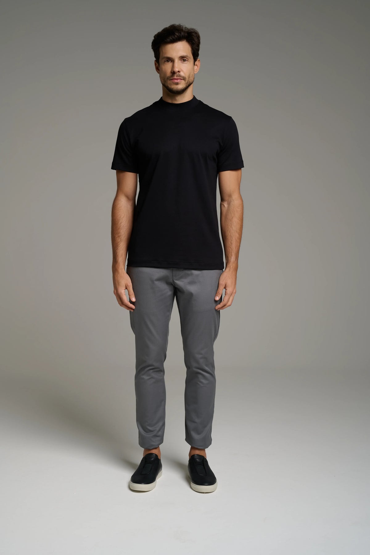 Pima High-Neck T-Shirt – Short Sleeve