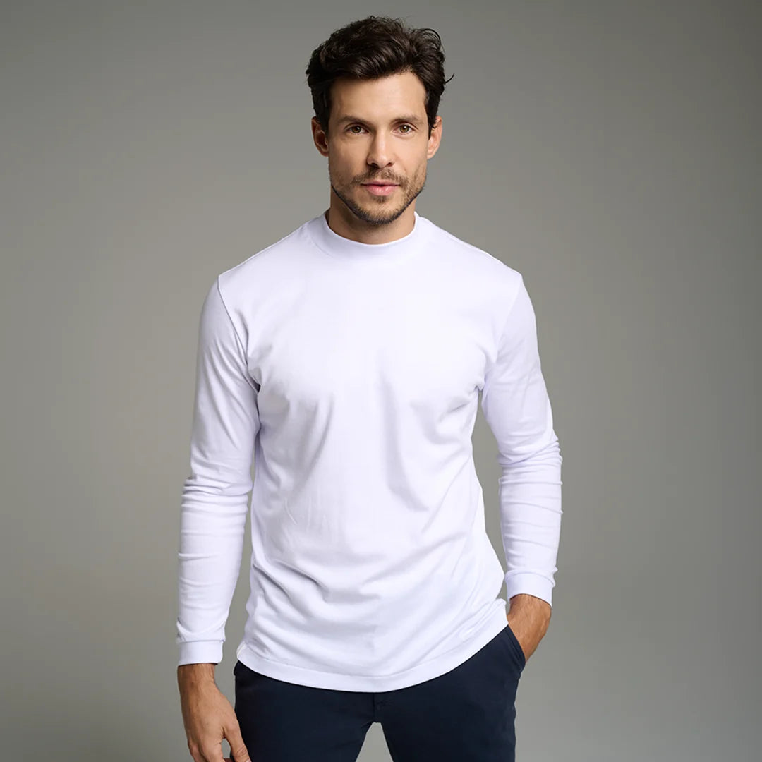Pima High-Neck T-Shirt – Long Sleeve