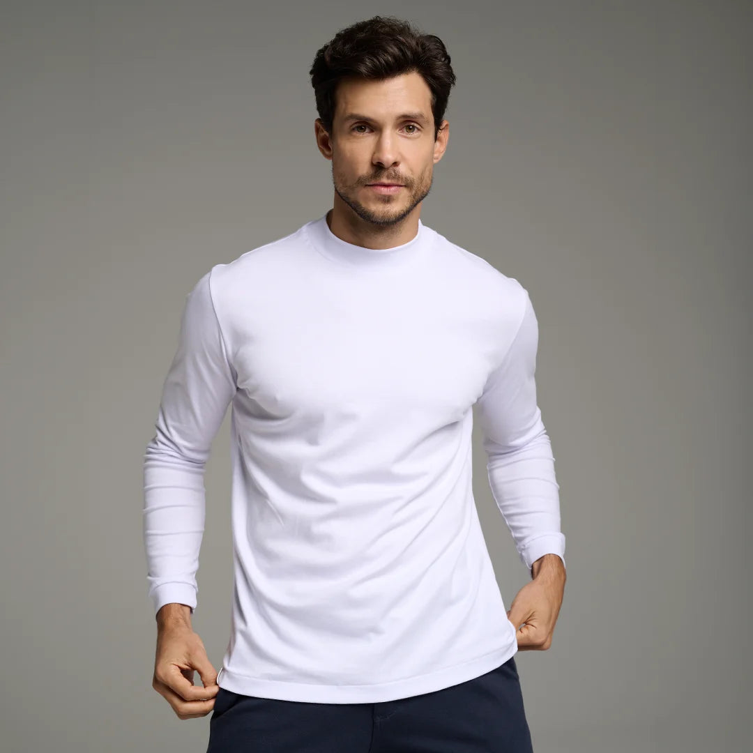 Pima High-Neck T-Shirt – Long Sleeve