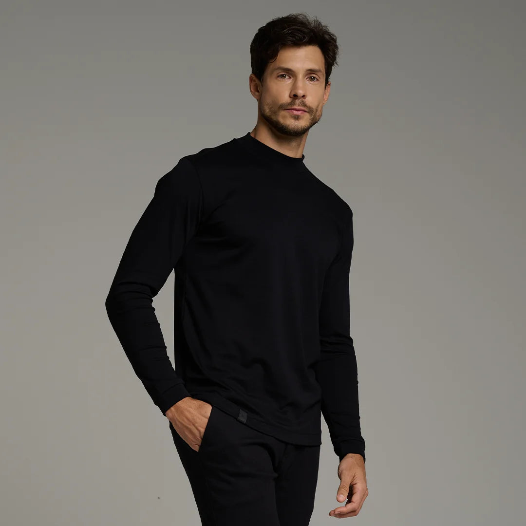 Pima High-Neck T-Shirt – Long Sleeve